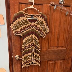 Calvin Klein Jeans Zigzag V-Neck Sweater - Olive and Burgundy